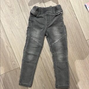 Gray Moto-Style Skinny Jeans with Ribbed Knee Panels